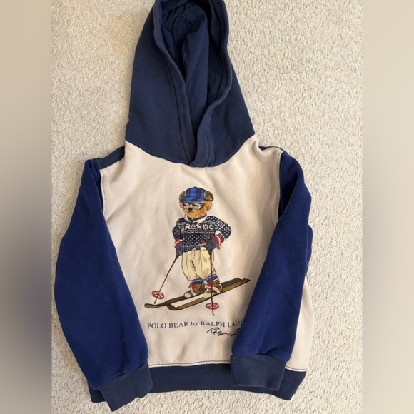 Polo Ralph Lauren Other - Polo by Ralph Lauren Kids Blue and Cream Ski Bear Hoodie
